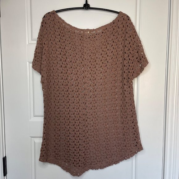 Anthropologie Staring at Stars Women's Boho Shirt Crocheted Brown Top Size Small - Picture 3 of 7
